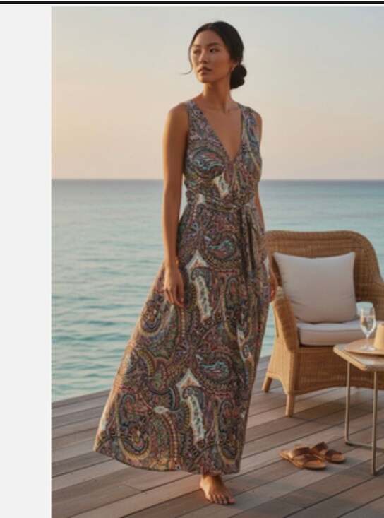 ETRO Dresses & Skirts - ETRO Boho, Retro ,Paisley Print V-Neck Sleeveless Maxi Dress with Tie Back